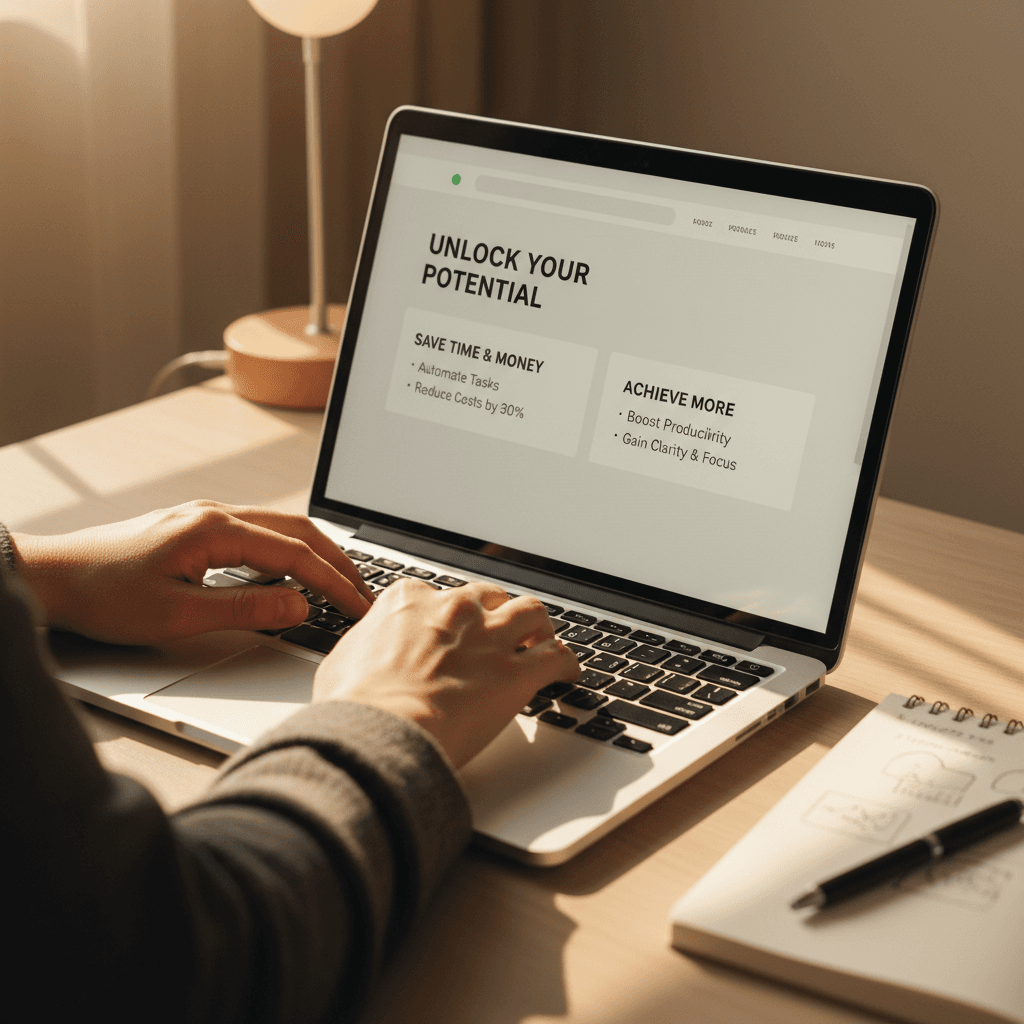 Copywriter actively rewriting website sections for clarity and conversion